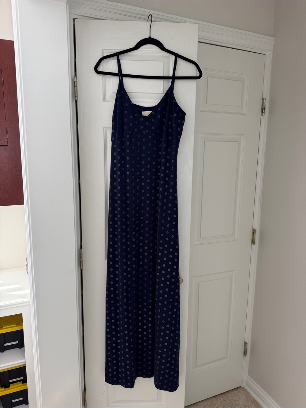 Michael Kors Navy Maxi Slip Dress with Mini Circular Print